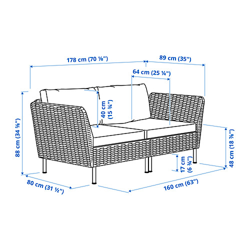 VITTSKÄR, 2-seat modular sofa outdoor with armrests. 5 of 5 open dialog