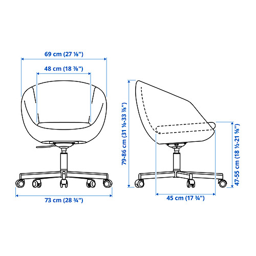 Ilustración con medidas del producto: SKRUVSTA.