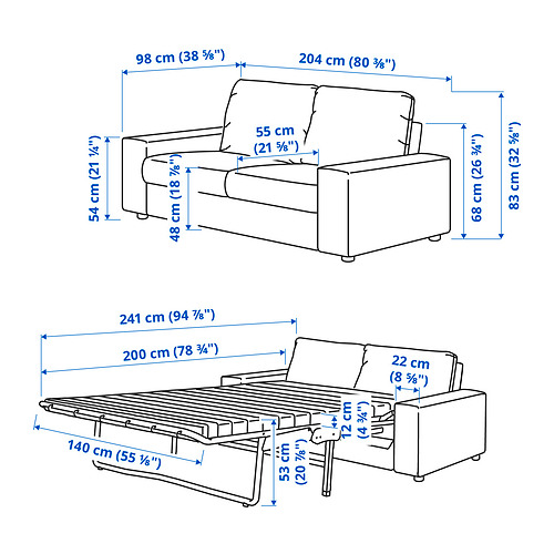 VIMLE, 2-seat sofa bed with wide armrests. 10 of 10 open dialog