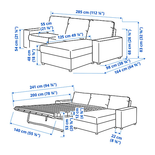 VIMLE, 3-seat sofa bed with chaiselon and wide armrestsgue. 14 of 14 open dialog