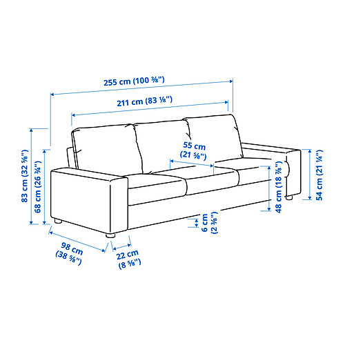 VIMLE, 3 seat sofa with wide armrests. 6 of 7 open dialog