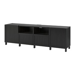 BESTÅ, TV bench with drawer runner, push-open, Black-brown / Hanviken black-brown