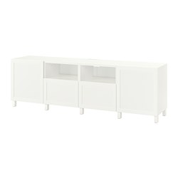 BESTÅ, TV bench with drawer runner, push-open, White / Hanviken white