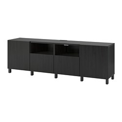 BESTÅ, TV bench with drawer runner, push-open, Black-brown / Lappviken black-brown