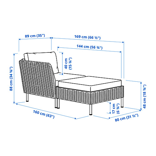 VITTSKÄR, modular chaise longue outdoor with armrest. 5 of 5 open dialog