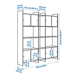 Ilustración de medidas - LÅDMAKARE comb almacenaje con puertas corredizas