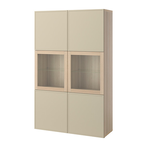 Mueble de almacenaje de 4 puertas BESTÅ blanco: 2 puertas macizas, 2 puertas de cristal.