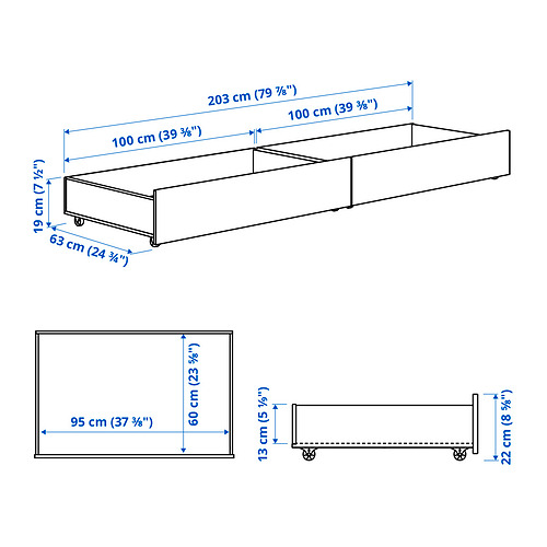 Measurement Illustration - GULLABERG underbed storage box, set of 2
