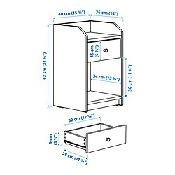 Measurement Illustration - HAUGA nightstand