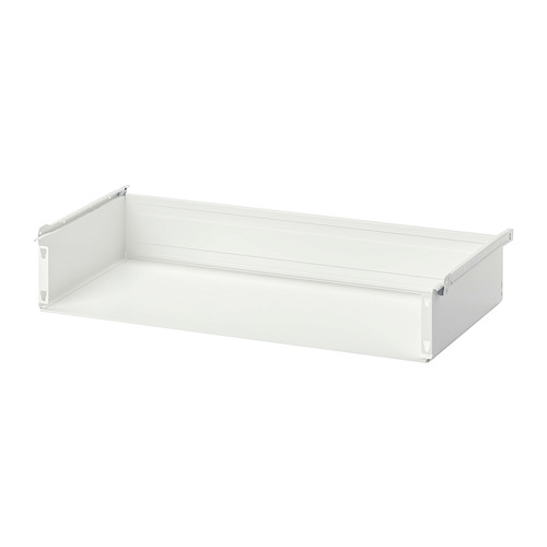Una estantería de metal blanco HJÄLPA, perfecta para organizar espacios. Tiene una forma rectangular con un acabado liso.