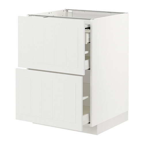 Mueble de cocina METOD blanco con dos cajones y cuatro estantes, diseño elegante y artesanal.