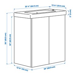 Ilustración de medidas - ENHET/TVÄLLEN tocador de baño+puertas