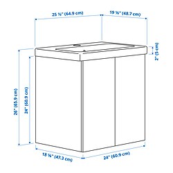 Ilustración de medidas - ENHET/TVÄLLEN tocador de baño+puertas