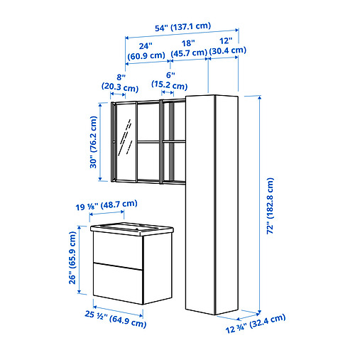 Measurement Illustration - ENHET bathroom