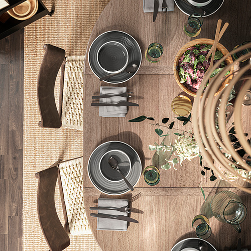 SKANSNÄS, extendable round dining table. 7 of 8 open dialog