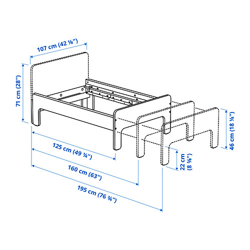 SLÄKT, estructura de cama extensible. 2 de 2 open dialog