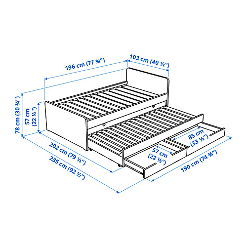 SLÄKT, bed frame with underbed and storage & LURÖY slatted 2 of 8 open dialog