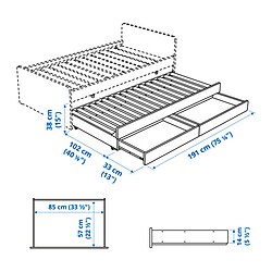 Measurement Illustration - SLÄKT Underbed with storage