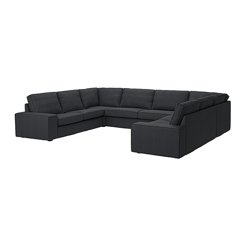 Sofá modular KIVIK gris oscuro, en forma de U, asientos profundos, suave tejido reciclado.