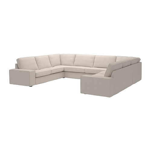 Sofá modular KIVIK, beige, moderno, reposabrazos bajos, cómodo, gris claro, en forma de U.