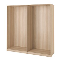 PAX, 3 wardrobe frames, White stained oak effect