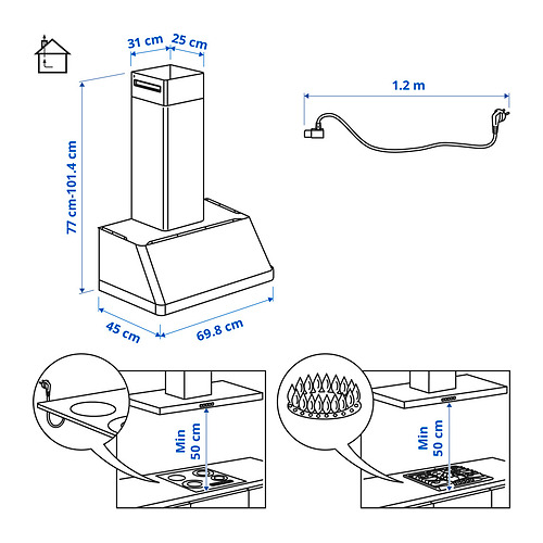 FOKUSERA, wall mounted range hood. 10 of 11 open dialog
