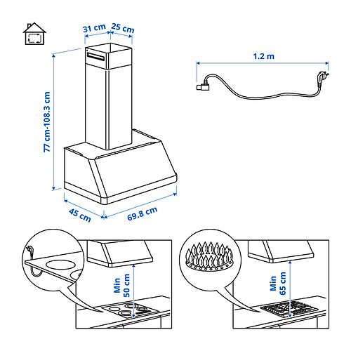 FOKUSERA, wall mounted range hood. 11 of 11 open dialog
