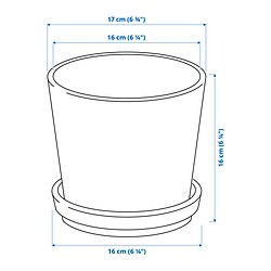 Measurement Illustration - KLOTLÖNN plant pot with saucer