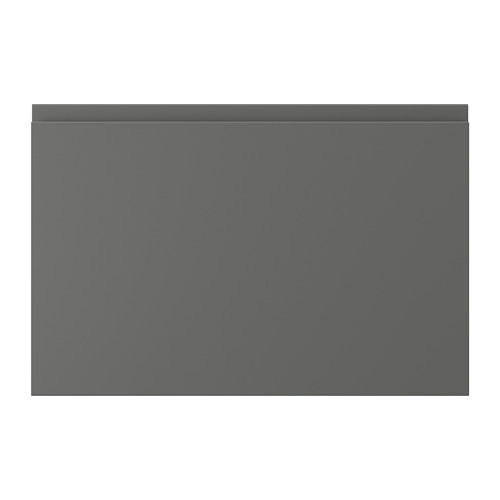 VOXTORP, mueble de cocina gris oscuro, rectangular, elegante diseño minimalista con pantalla plana.