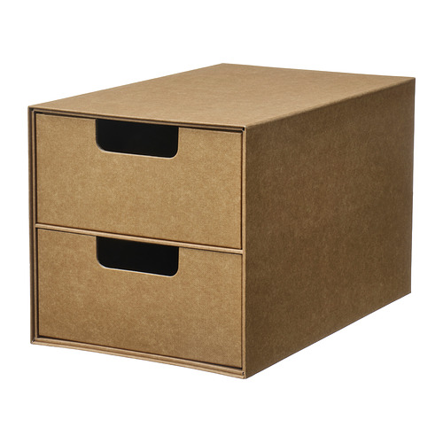 Caja de almacenamiento Gårdesgård, marrón, papel reciclado, rectangular con asas.
