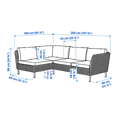 VITTSKÄR, 3-seat modular corner sofa outdoor. 4 of 4 open dialog