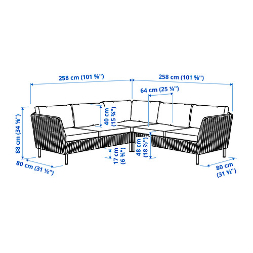 VITTSKÄR, 4-seat modular corner sofa outdoor. 4 of 4 open dialog