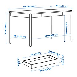 Measurement Illustration - TONSTAD desk