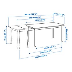 Measurement Illustration - STRANDTORP extendable table