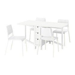 NORDEN/TEODORES, Gateleg table and 4 chairs, White
