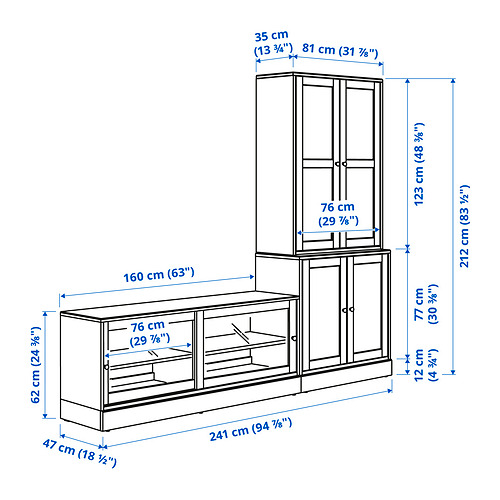 Ilustración con medidas del producto: HAVSTA.