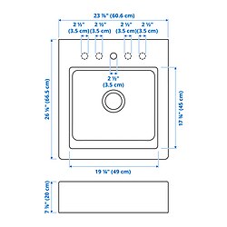 Measurement Illustration - TALLSJÖN apron front sink