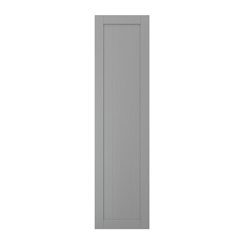 Puerta de armario GULLABERG gris con paneles cuadrados y diseño elegante.