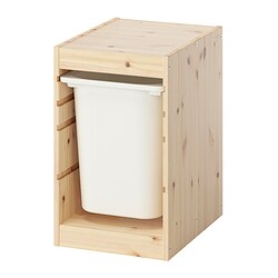 TROFAST, combinación almacenamiento+cajas, Pino teñido blanco claro / blanco