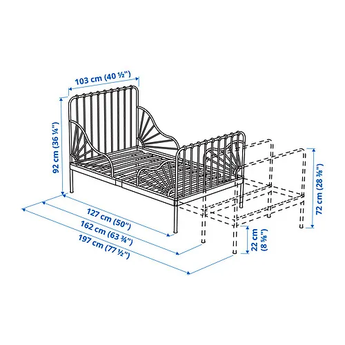 IKEA Santo Domingo - MINNEN extensible bed frame, with slatted