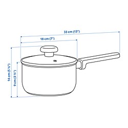 Measurement Illustration - MIDDAGSMAT saucepan with lid
