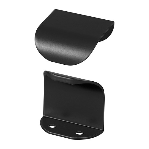 Dos elegantes mangos BILLSBRO negros, curvos, hechos de aluminio con recubrimiento en polvo, mostrados desde diferentes ángulos.