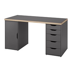 LAGKAPTEN/ALEX, escritorio, Gris efecto madera