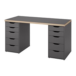 LAGKAPTEN/ALEX, escritorio, Gris efecto madera