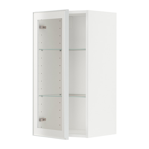 Mueble de pared METOD blanco, puerta de cristal, rectangular, diseño minimalista.