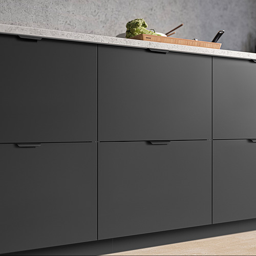 Armarios de cocina modernos con tiradores limpios y discretos, adecuados para puertas de 16-19 mm de grosor. Tornillos incluidos para facilitar el montaje.