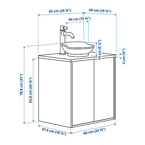 TÄNNFORSEN / VÄSTERSJÖN, Bathroom vanity w doors/sink/faucet VOXNAN. 7 of 7 open dialog