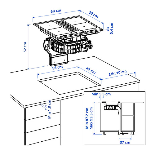 TÄCKNAN, ind hob/int extractor w recirc kit. 15 of 15 open dialog