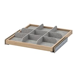 KOMPLEMENT, bandeja extraíble con separador, Efecto roble tinte blanco / gris claro