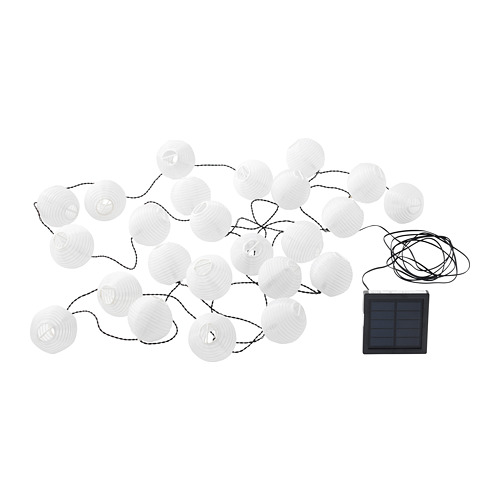 Guirnalda de luces solares SOLARVET - blanco, pantallas redondas, poliéster reciclado, decoración decorativa del jardín